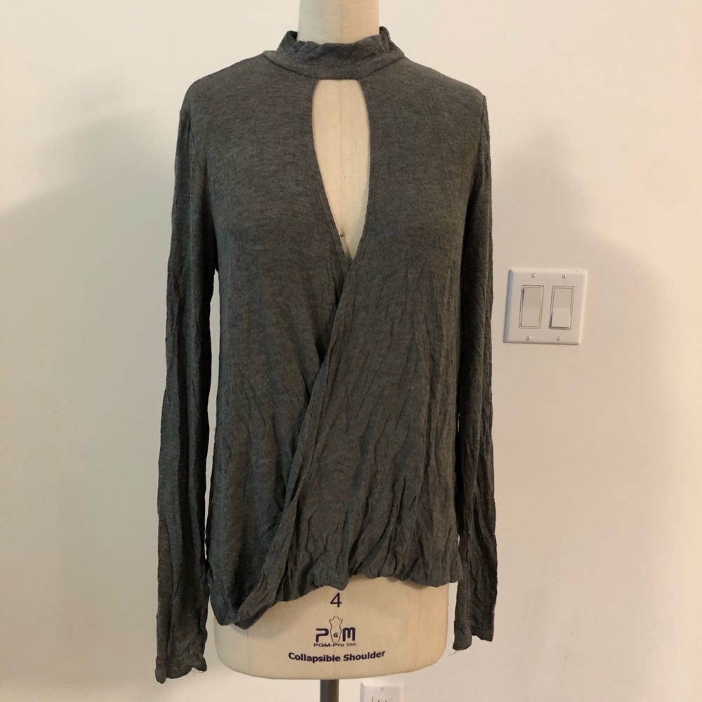 Mock neck surplus knit top